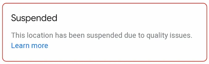 google my business profile suspension notice