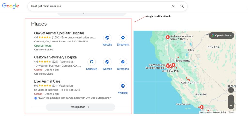 google local pack display 