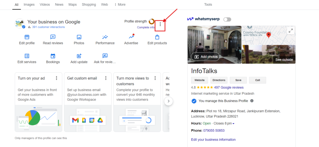 step 2 to delete google business listing 